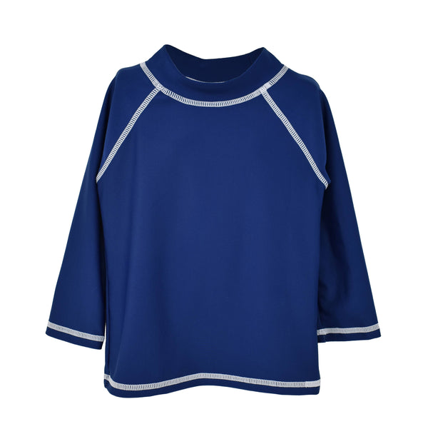 Kids UPF50+ Boys Rash Guard Swim Top: Navy / 18m