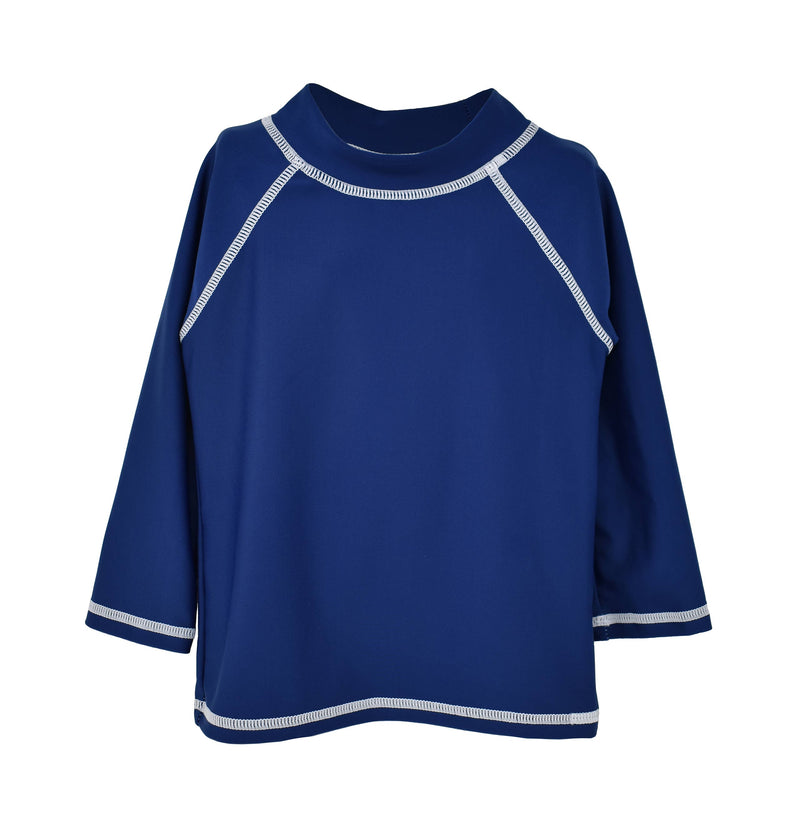 Kids UPF50+ Boys Rash Guard Swim Top: Navy / 18m