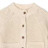 Avery Button & Pocket Chunky Sweater Knit Baby Cardigan: Natural / 0-3M
