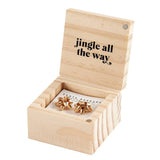 Treasure Box Earrings - Falala: Wipe Clean with Dry Cloth / Pinewood, Glass, Zinc Alloy, Paper