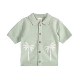 Palm Trees Embroidered Baby Shirt & Shorts Set (Organic): Sage Green