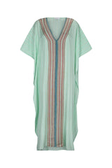 Checkered aqua sequin thobe by pītusa with a stylish checkered pattern and shimmering sequin details for elegant traditional wear.