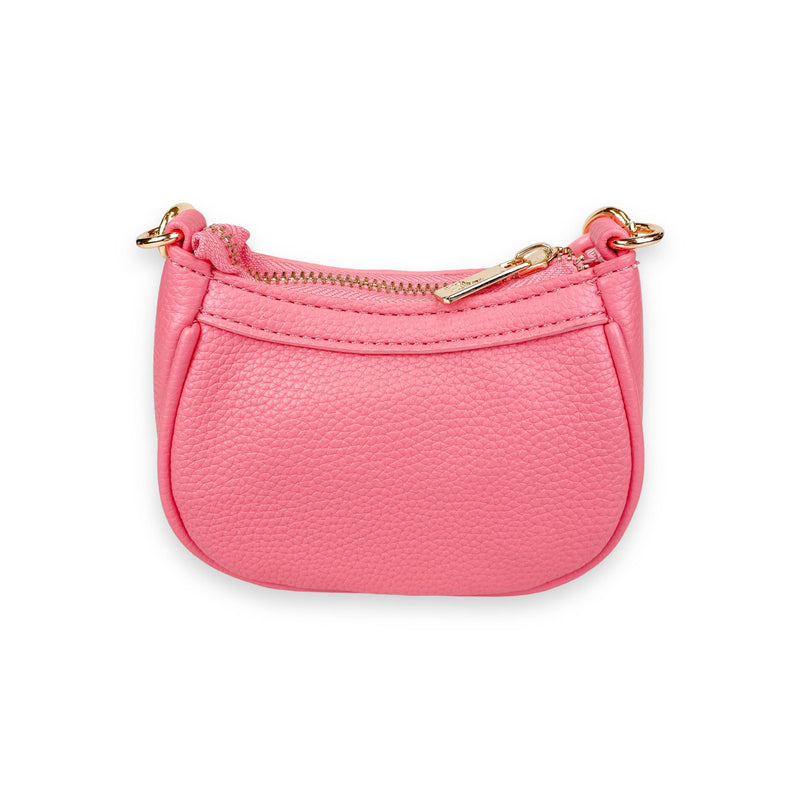 B1310 Pearl Studs Mini Leather Shoulder Bag: Fuchsia