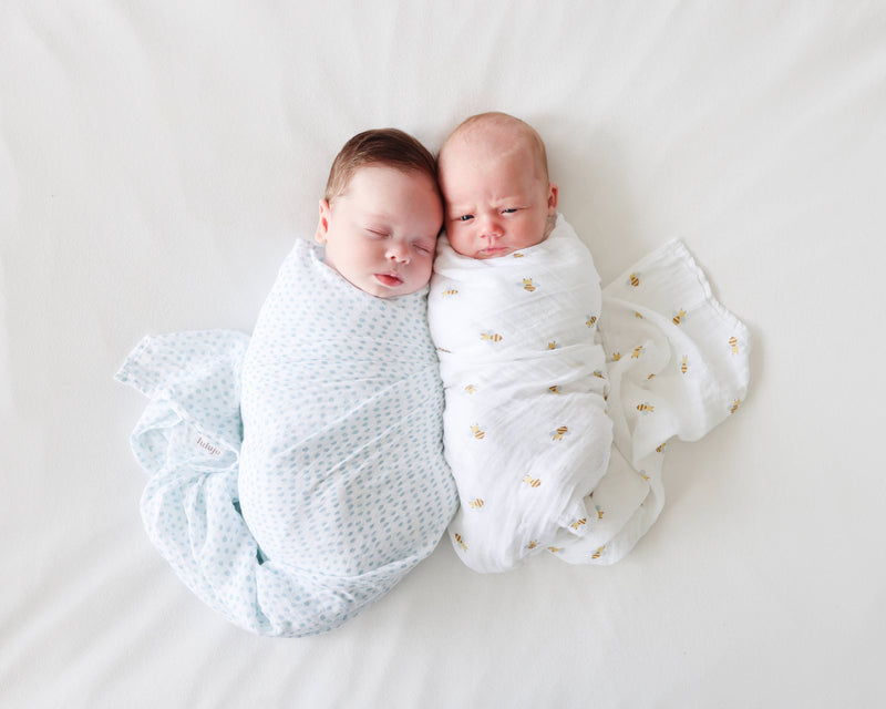 2-pack Cotton Swaddles - Bees/Dots