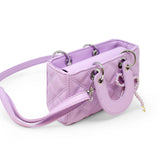 Quilted Rectangle Bow Charm Handbag: Hot Pink