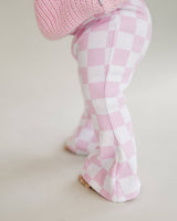 Checkered Flare Pants | Pink: 0-3 m