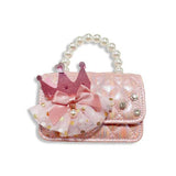 B1343 Crown Applique Shiny Quilted Purse (2 Colors): Pink