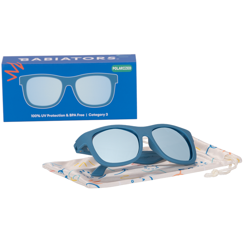 Midnight Blue Polarized Kid Sunglasses with Mirrored Lens: Ages 6+