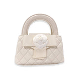 B1360 Floral Applique Quilted Bag (4 Colors): IVORY