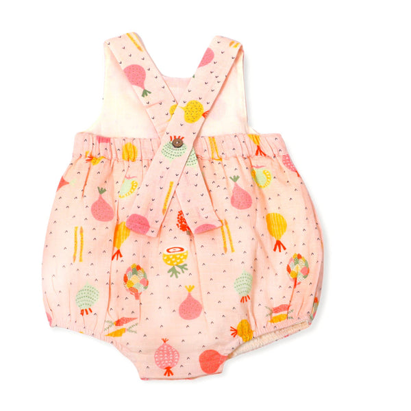 Veggie Salad Peter Pan Bubble Baby Romper (Organic Muslin): Blush