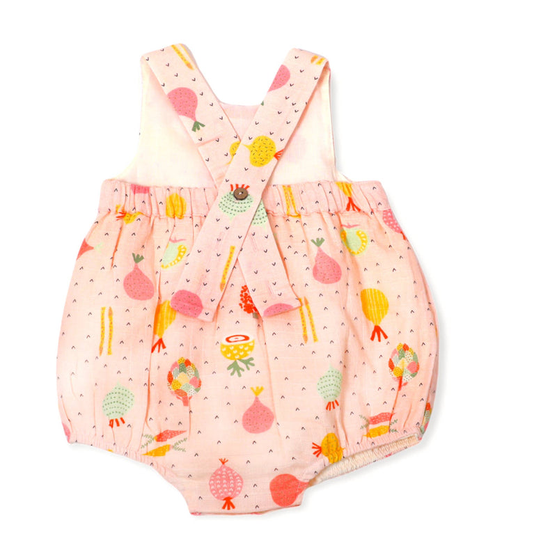Veggie Salad Peter Pan Bubble Baby Romper (Organic Muslin): Blush