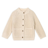 Avery Button & Pocket Chunky Sweater Knit Baby Cardigan: Natural / 0-3M