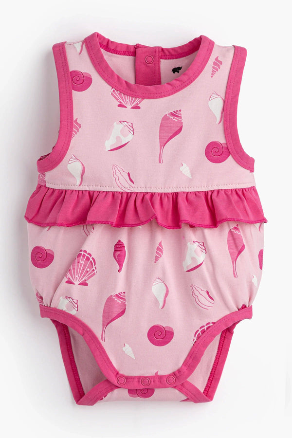Baby Sleeveless Bubble Bodysuit_Pink Seashells: Girl / Pink Seashells