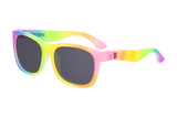 Baby and kids Babiators Rad Rainbow Navigator sunglasses with colorful rainbow frames and UV protective lenses.