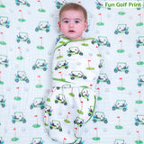 Cotton Velcro Newborn Swaddle Sack Golf A Round: S/M(0-3 Months)