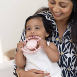 Bella Tunno Moms Mini Me Happy Teether with colorful silicone and soft textures for soothing and teething relief.
