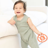 Bella Tunno Party Animal Teether in orange, soft silicone baby teether with animal design for soothing gums.