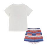 Boys Baby T-Shirt & Striped Drawstring Shorts Set: