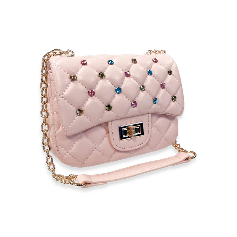 B1380 Colorful Gems Quilted Purse (3 Colors): Pink