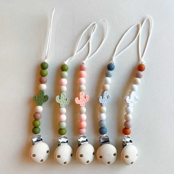 Pacifier Clip Teether Holder Cactus Desert for babies: Grey