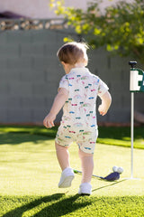 Baby Shorty Polo Romper_Retro Palm Springs: Boy / Retro Palm Springs