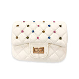 B1380 Colorful Gems Quilted Purse (3 Colors): Pink