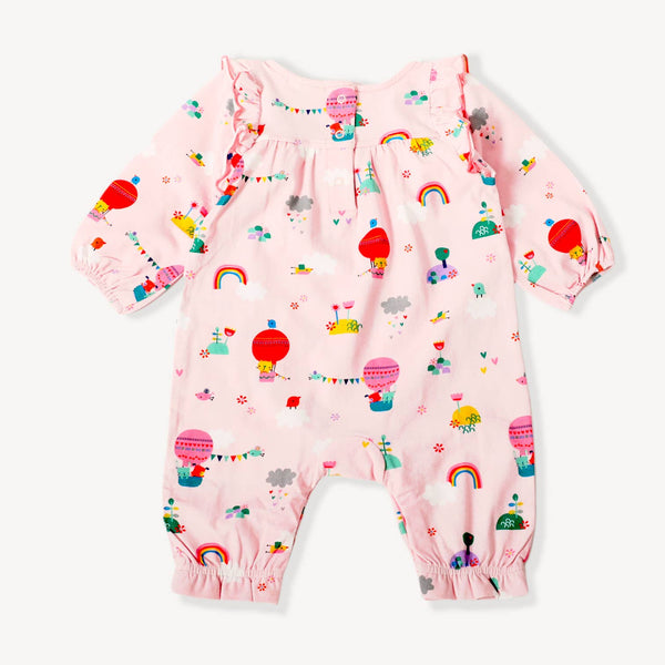 Balloon Ruffle Jumpsuit Romper (Organic Cotton): Blush