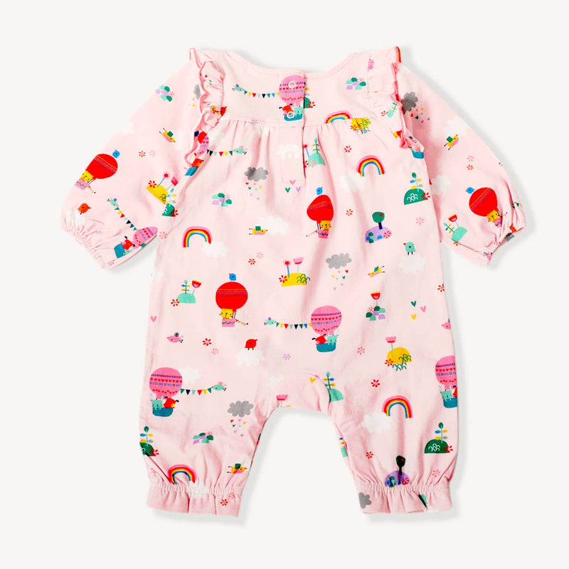 Balloon Ruffle Jumpsuit Romper (Organic Cotton): Blush