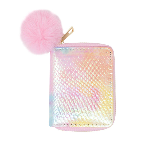 Shiny Tie Dye Mermaid Scale Wallet: Pink