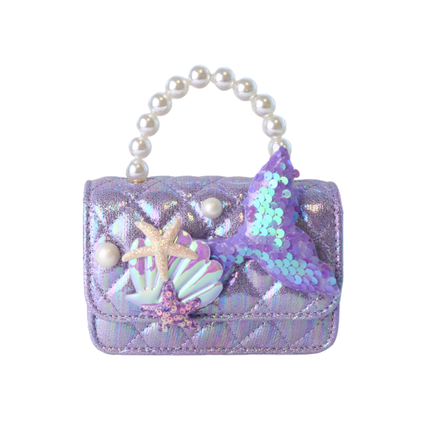 B1334 Mermaid Shiny Quilted Purse (3 Colors): Purple