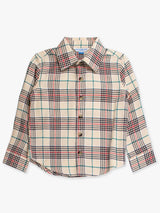 Boys Tannen Plaid Long Sleeve Button Down Shirt: Brown