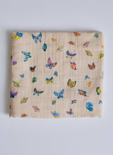 Blush Peach Madame Butterfly Shawl Blanket: Multi