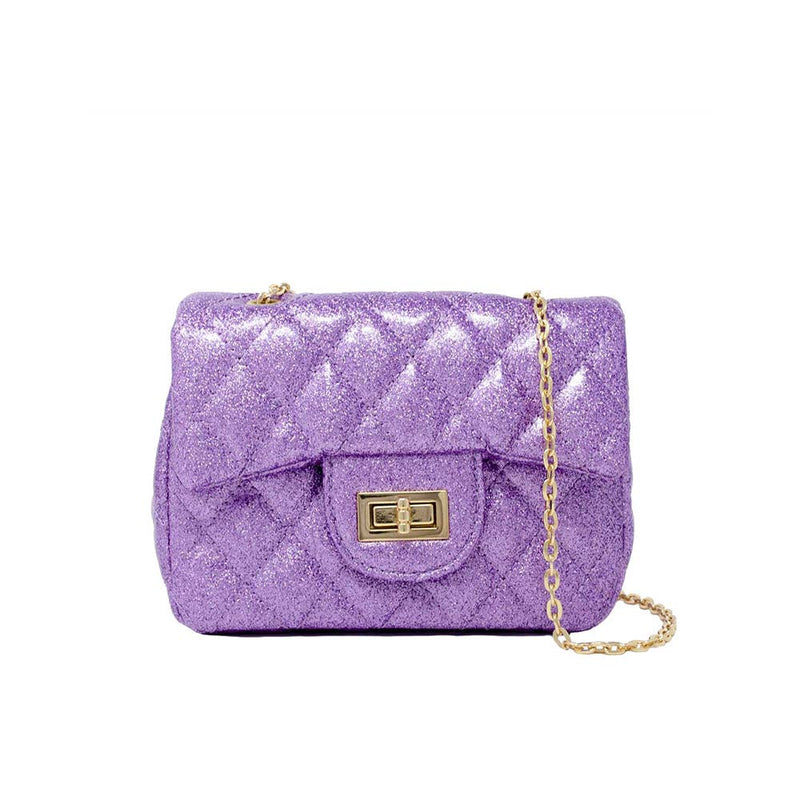 Classic Quilted Sparkle Mini Bag: Purple
