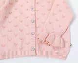 Milan Pointelle Knit Ruffle Baby Cardigan Sweater (Organic): Cream