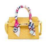 Vivid Crocodile Scarf Handbag: Orange