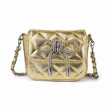 Kids Quilted Bow Crossbody Handbag: Pink
