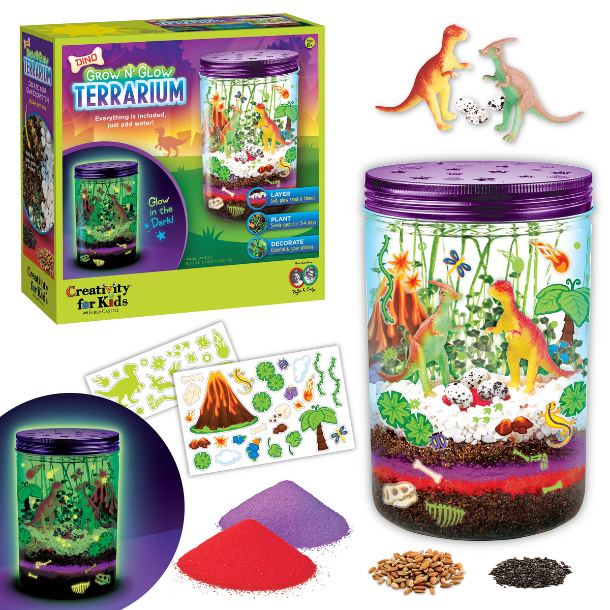 Grow N' Glow Dinosaur Terrarium DIY Craft Kit for Kids