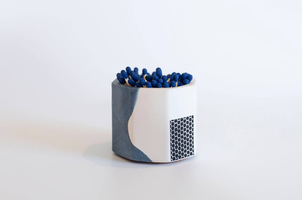 Limit Edition Navy Two Tone Candle Match Holder w/ Striker