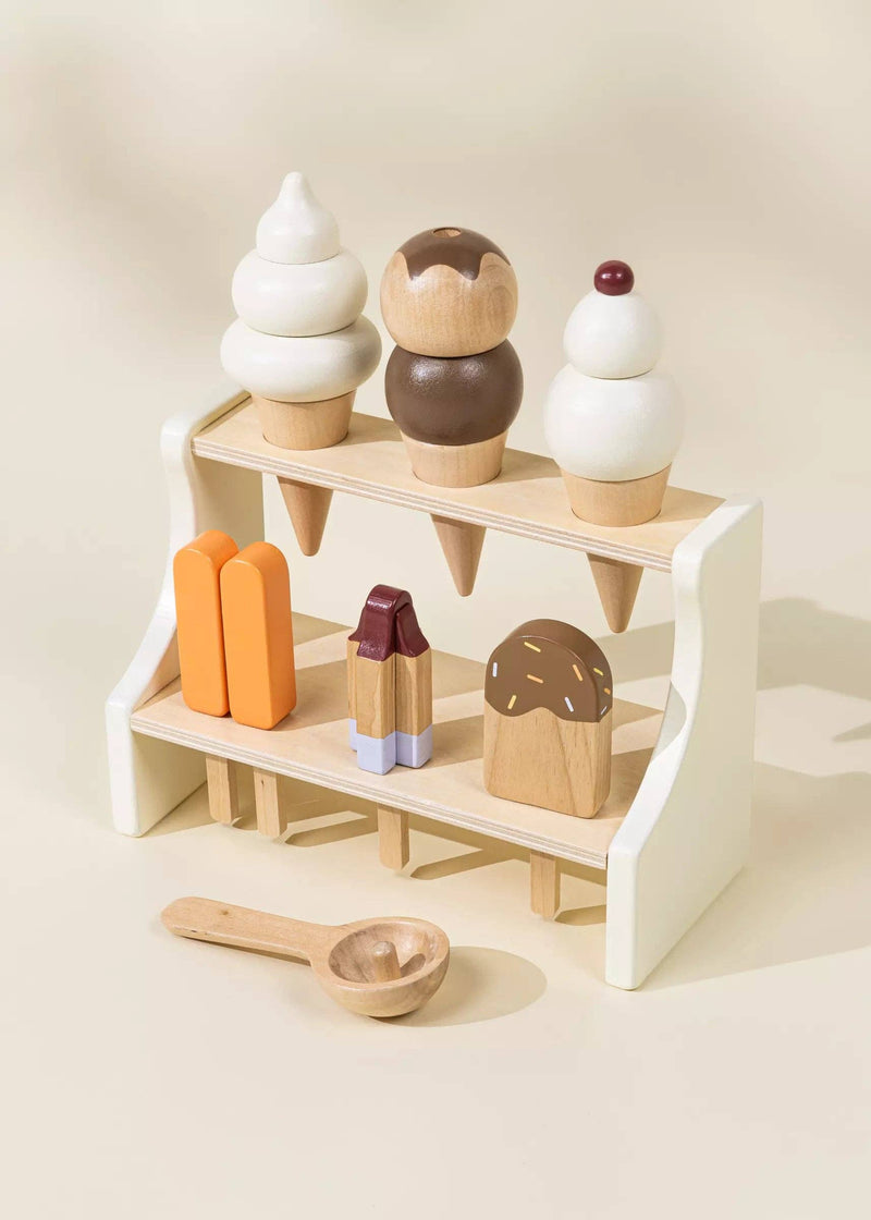 Wooden Ice Cream Stand and Accessories