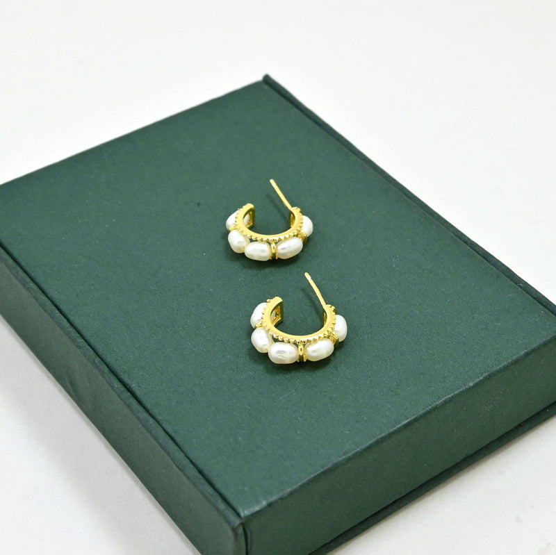 Nuria Earring Gold Plated - Natural Pearl
