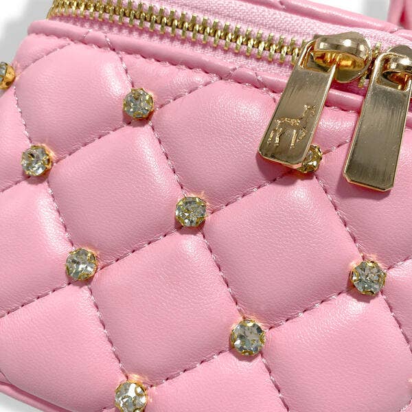 B1341 Embellished Vanity Quilted Purse (5 Colors): DARK PINK