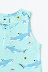 Sleeveless Shorty Henley Romper_Swimming with Sharks: Boy / Swimming with Sharks