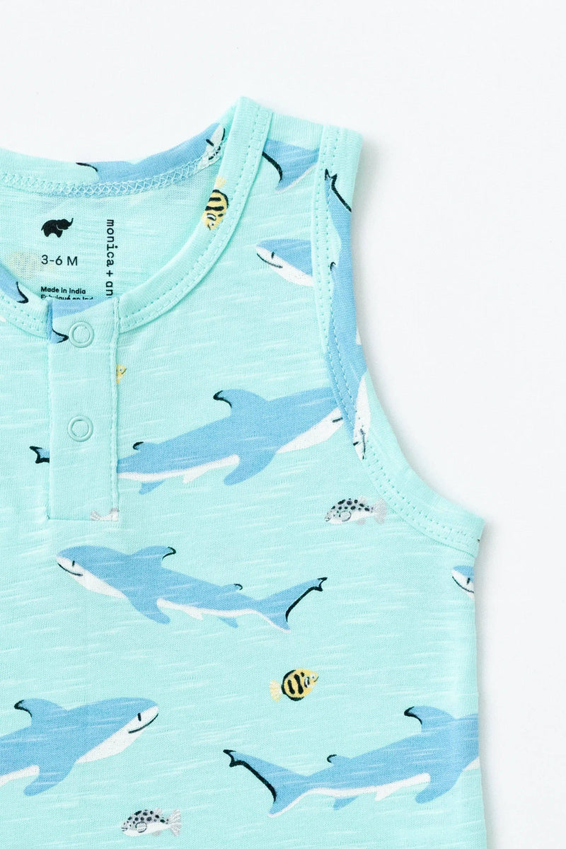 Sleeveless Shorty Henley Romper_Swimming with Sharks: Boy / Swimming with Sharks
