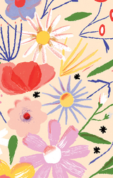 Carolyn Suzuki Flower Tower Mother's Day card featuring a colorful floral design and elegant lettering.