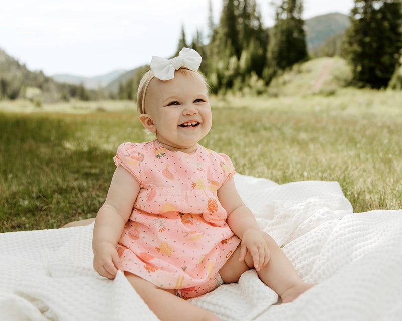 Veggie Baby Cap Sleeve Muslin Dress Bloomer (Organic Muslin): Blush