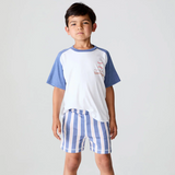 Chaser Cozy Shamu stripe beach shorts with colorful Shamu whale pattern and comfortable fit, ideal for casual beachwear.