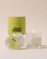 7.2oz Rosemary and Sage candle by Choice Blooms, featuring a clear glass jar with a lit natural soy wax candle and fresh herb scent