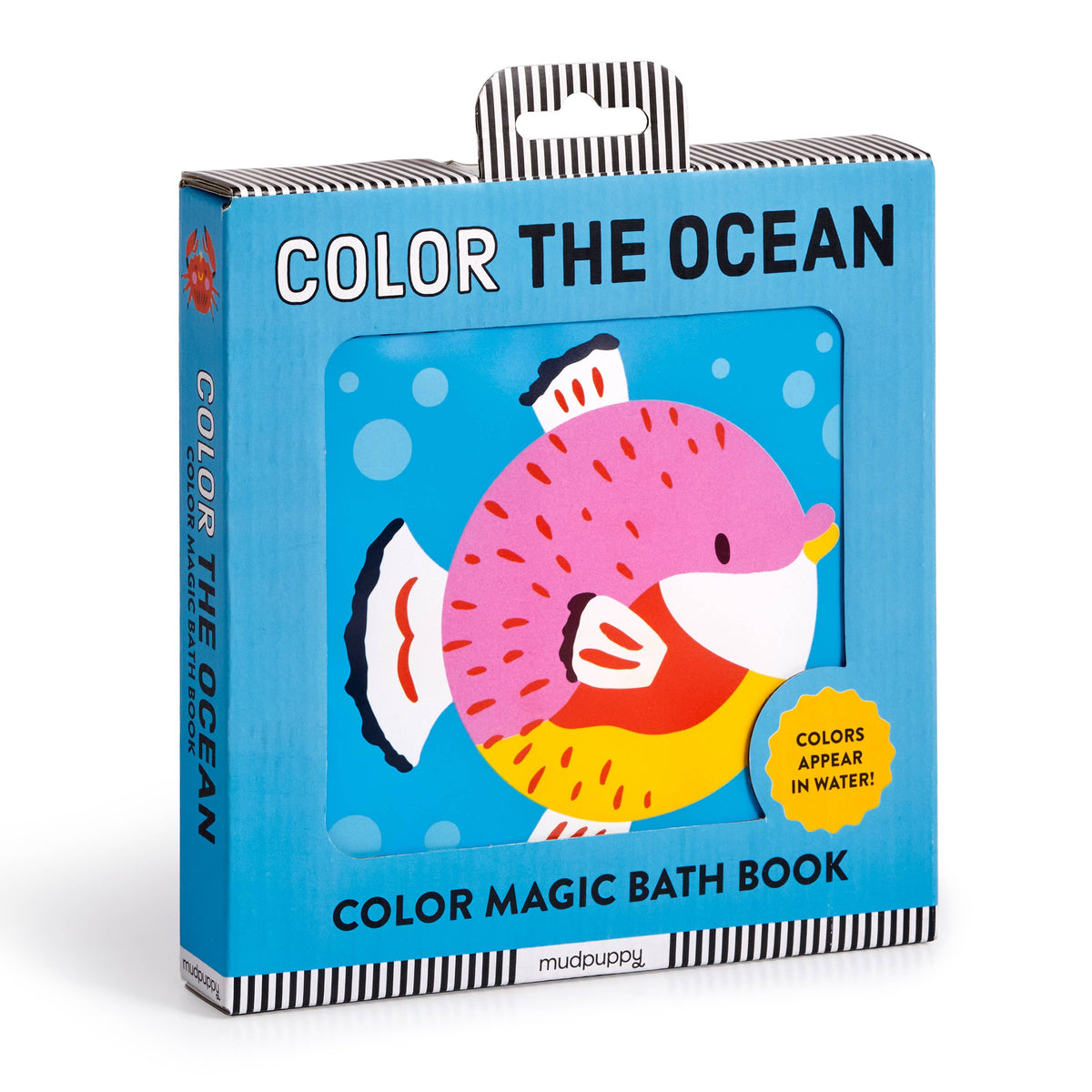 Color the Ocean Color Magic Bath Book by Chronicle Books showing vibrant underwater scenes and colorful illustrations for kids.