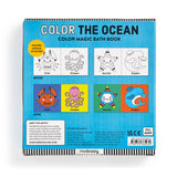 Color the Ocean Color Magic Bath Book by Chronicle Books featuring waterproof pages and vibrant ocean-themed illustrations for kids.