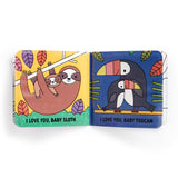 Color-changing bath book titled "I Love You, Baby" by Chronicle Books, featuring playful illustrations for children.
